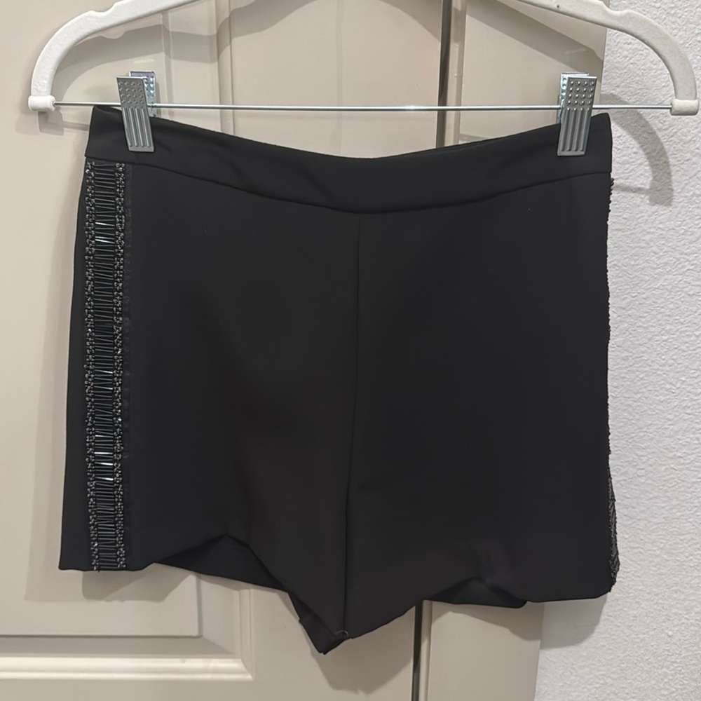 ZARA high waisted side sequin black shorts size XS